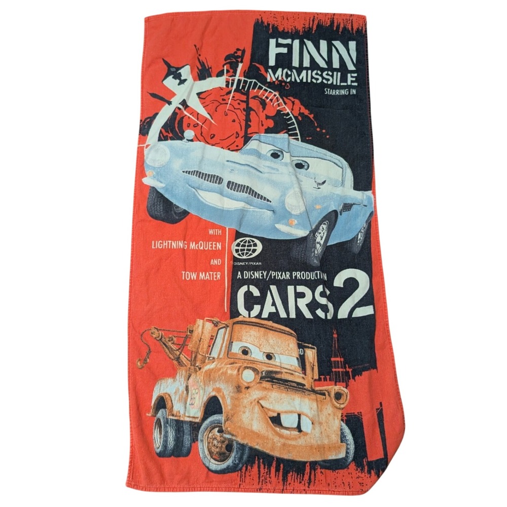 Disney Pixar Cars 2 Beach Towel Tow Mater Finn McMissile Orange Black Kids Pool